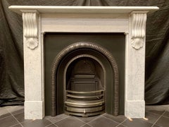 Victorian Style Corbeled Carrara Marble Fireplace Surround.