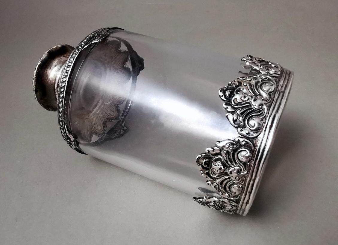 Victorian Style Crystal and Silver Toilet Bottle For Sale 3