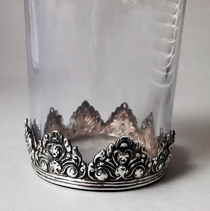 Victorian Style Crystal and Silver Toilet Bottle For Sale 5