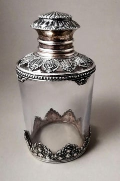 Victorian Style Crystal and Silver French Toilet Bottle