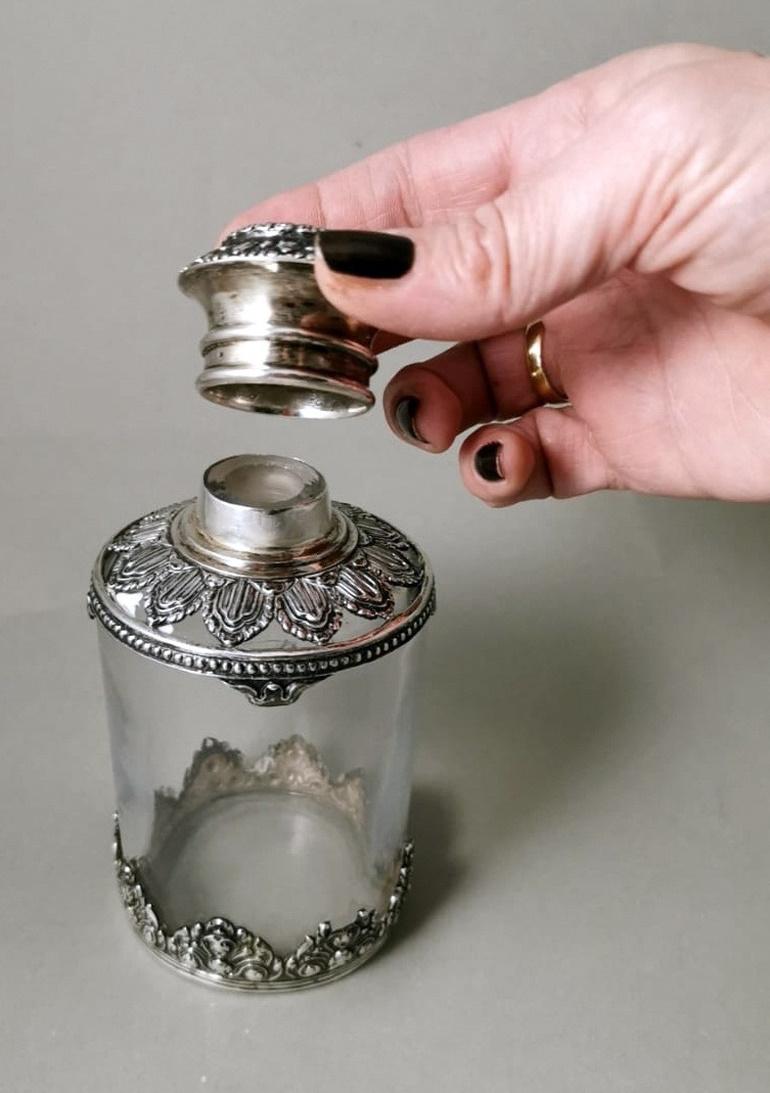 Victorian Style Crystal and Silver Toilet Bottle For Sale 13