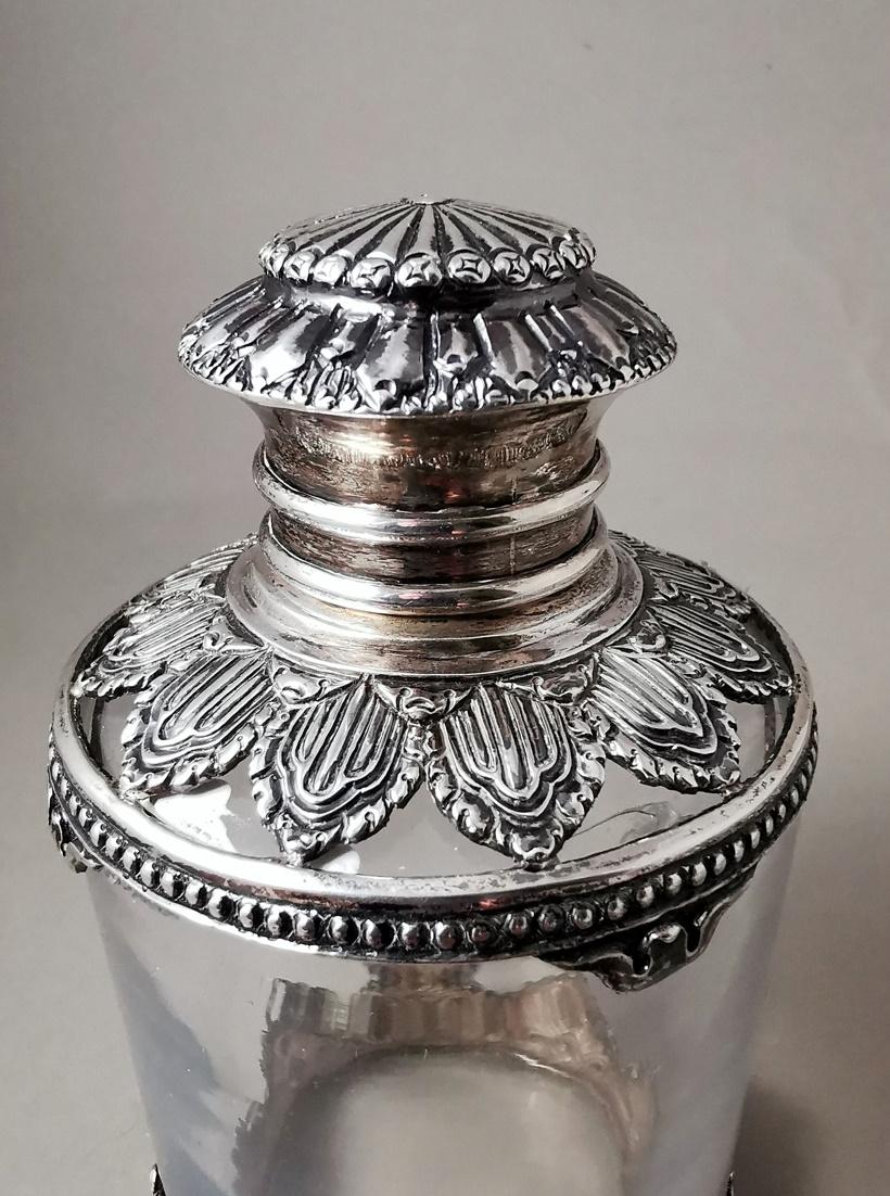 Hand-Crafted Victorian Style Crystal and Silver Toilet Bottle For Sale