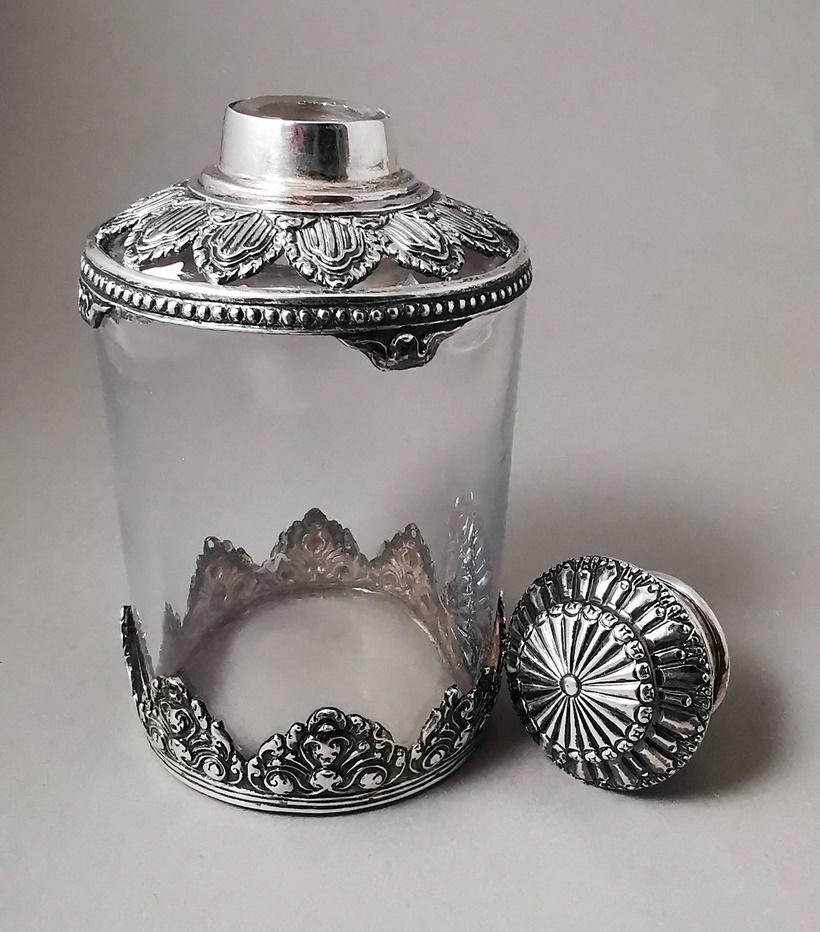 20th Century Victorian Style Crystal and Silver Toilet Bottle For Sale