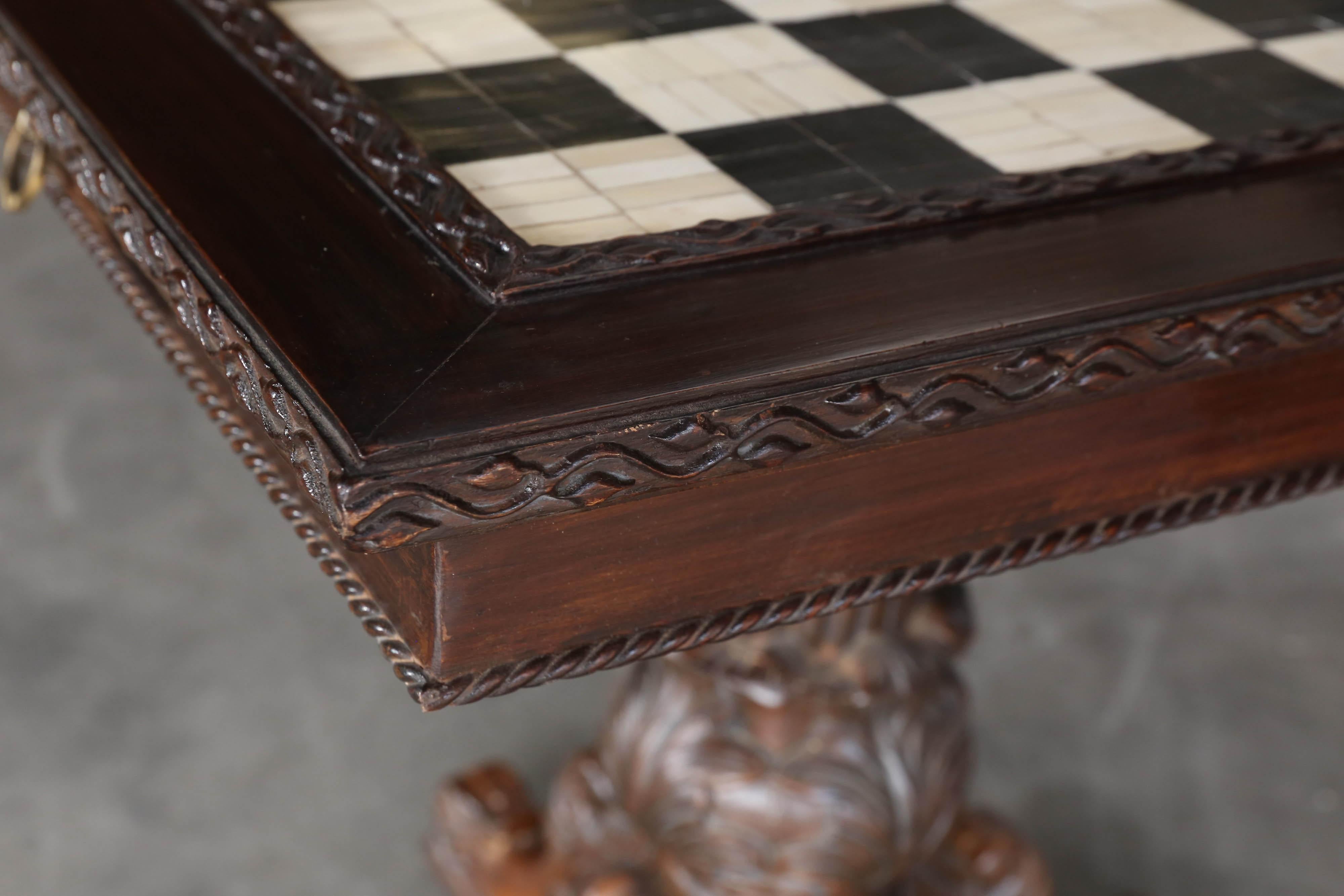 Victorian Style Custom Made Ornate Carved Wedding Presentation Chess Table 3