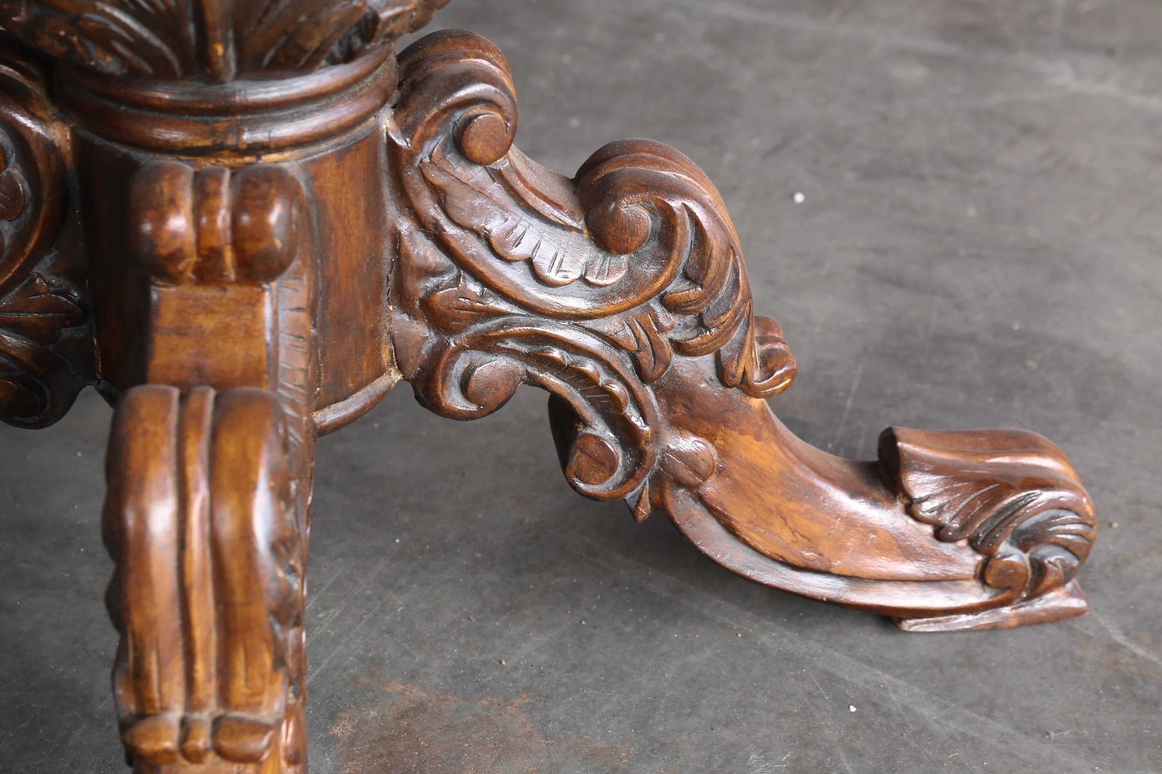 Mid-20th Century Victorian Style Custom Made Ornate Carved Wedding Presentation Chess Table
