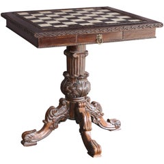 Retro Victorian Style Custom Made Ornate Carved Wedding Presentation Chess Table