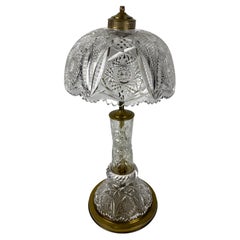 Vintage  Victorian Style Cut Crystal Lamp with Crystal Shade 