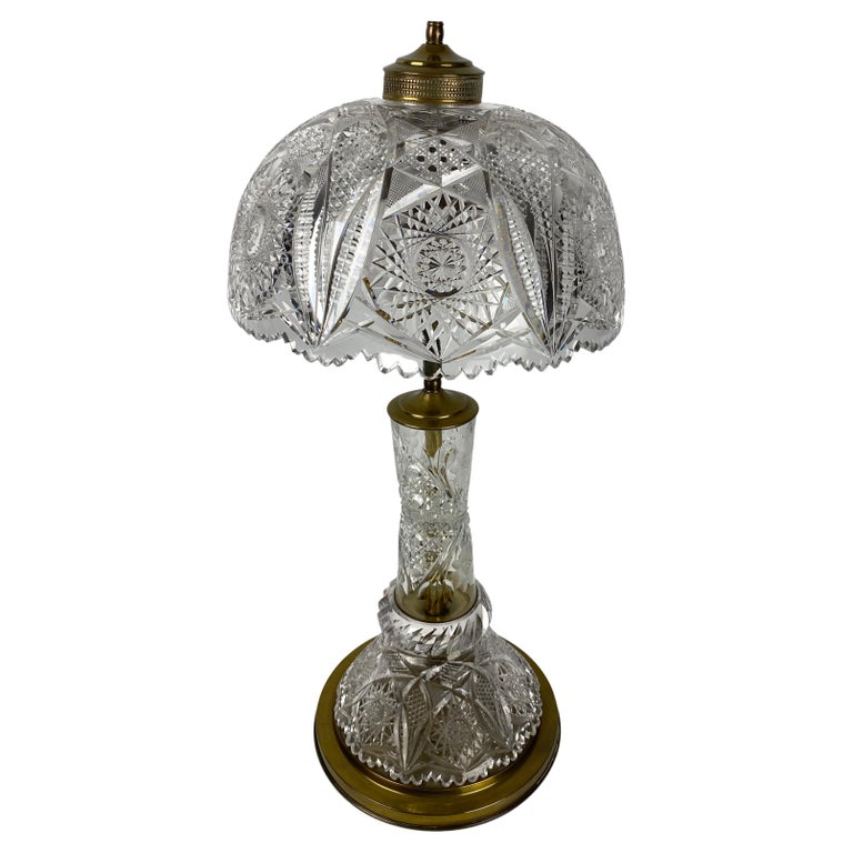 Antique Brass And Crystal Table Lamps - 43 For Sale on 1stDibs