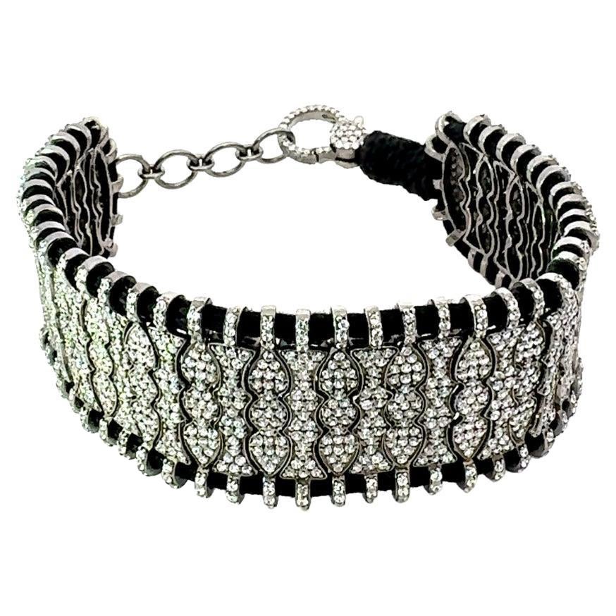 Pulsera de hilo de macramé con circonitas de diseño victoriano Joyas hechas a mano en plata 925
