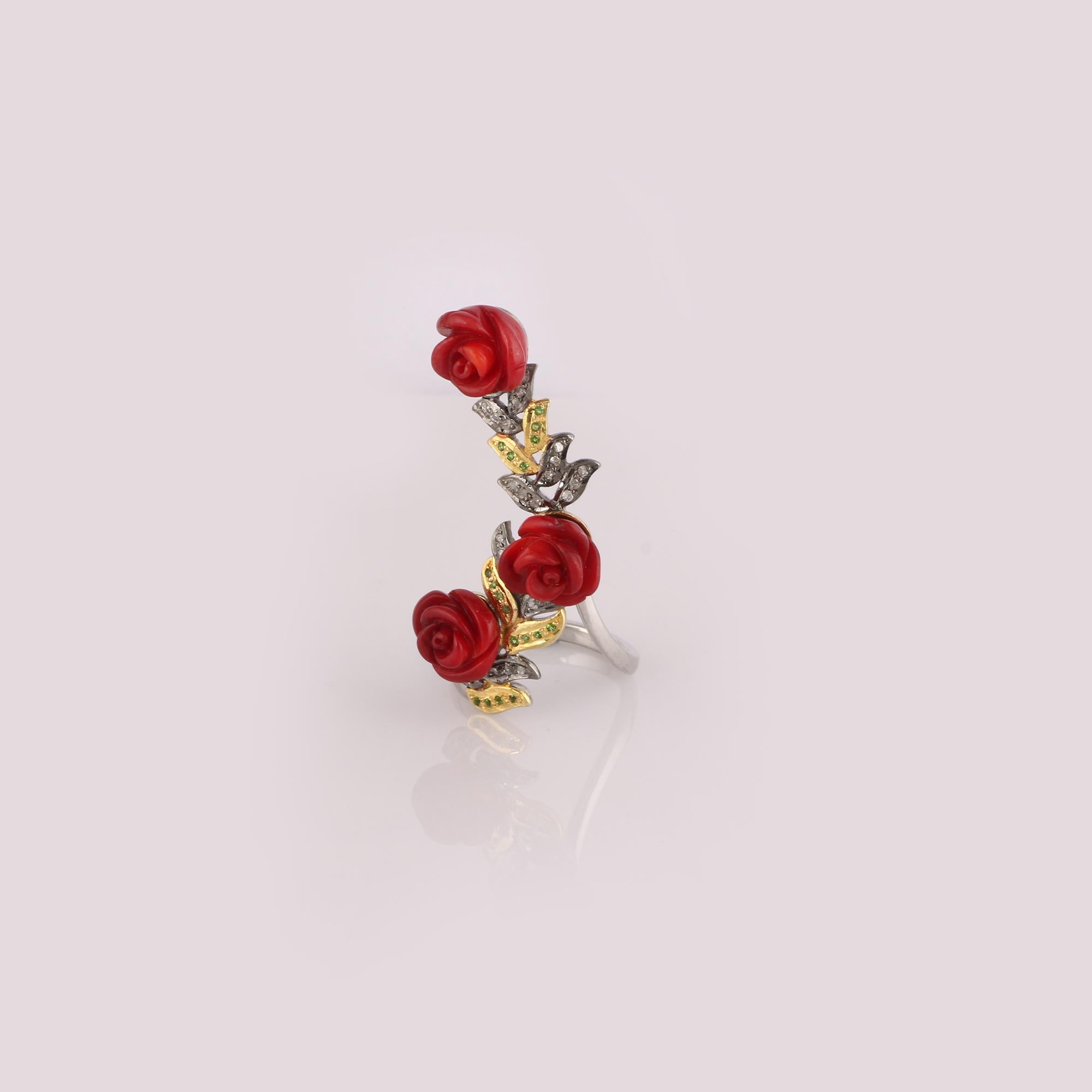 Item details:-

✦ SKU:- ESRG00225

✦ Material :- 925 Sterling Silver
✦ Gemstone Specification:-
✧ Diamond
✧ Coral

✦ Approx. Diamond Weight : 0.2
✦ Approx. Silver Weight : 6.99
✦ Approx. Gross Weight : 10.05

Ring Size (US): 7

You will Get the same