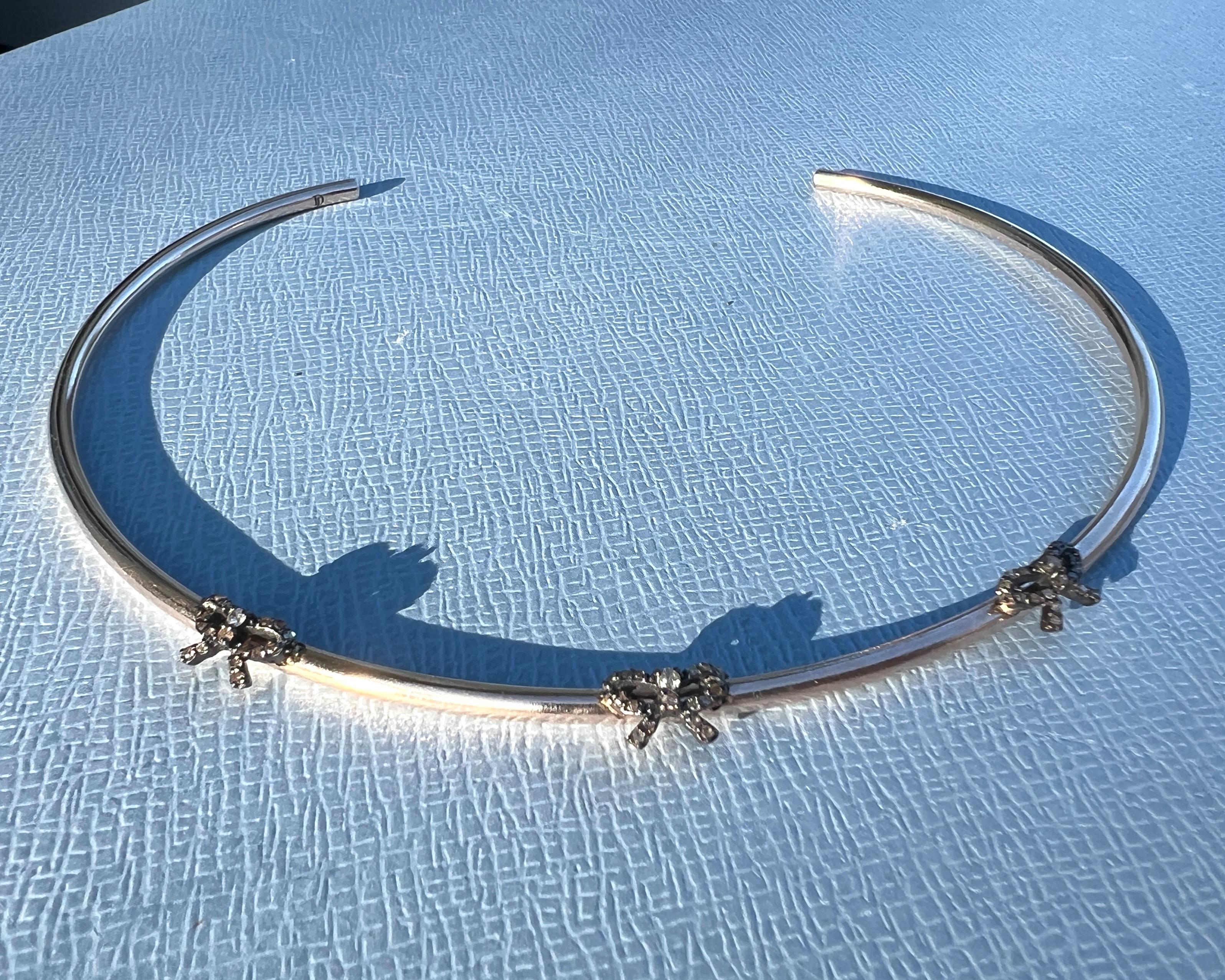 Collar brazalete con lazo de diamantes estilo victoriano Corte único en venta