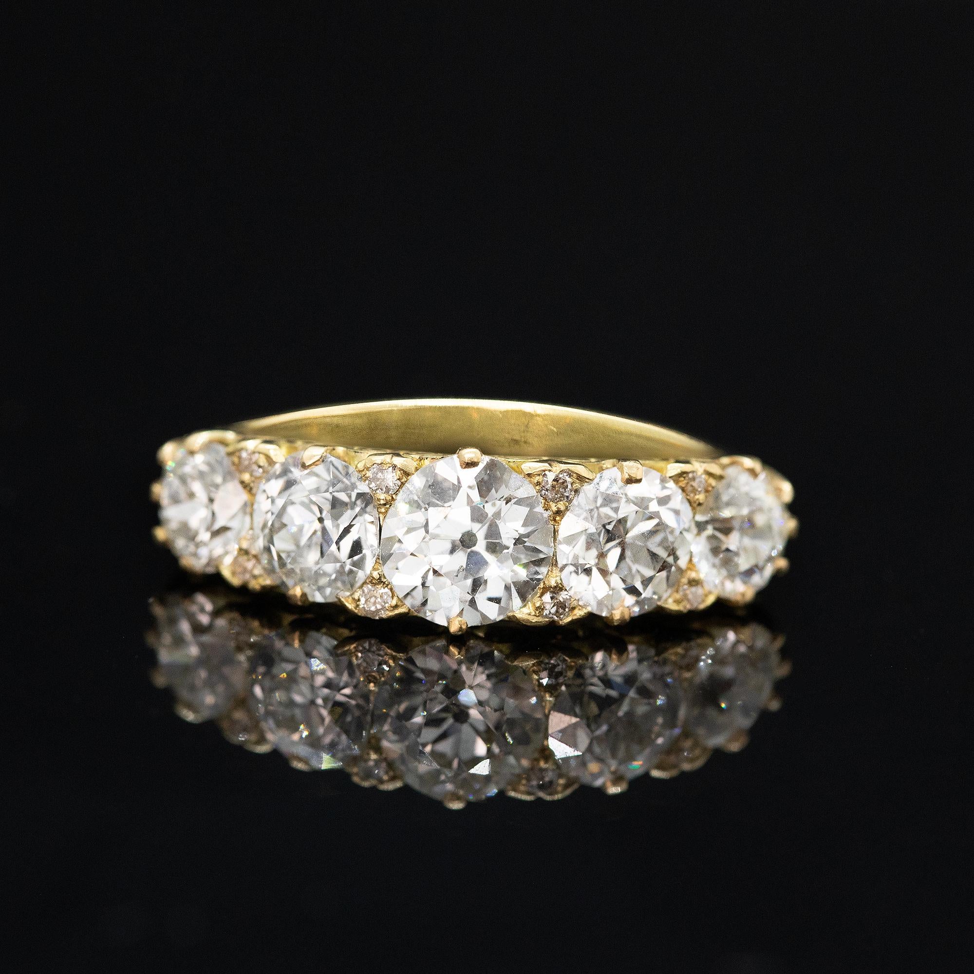 Old European Cut Victorian Style Diamond Half Hoop Ring Circa 2020s For Sale