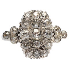 Victorian Style Diamond Shield Ring with Old Mine Diamonds