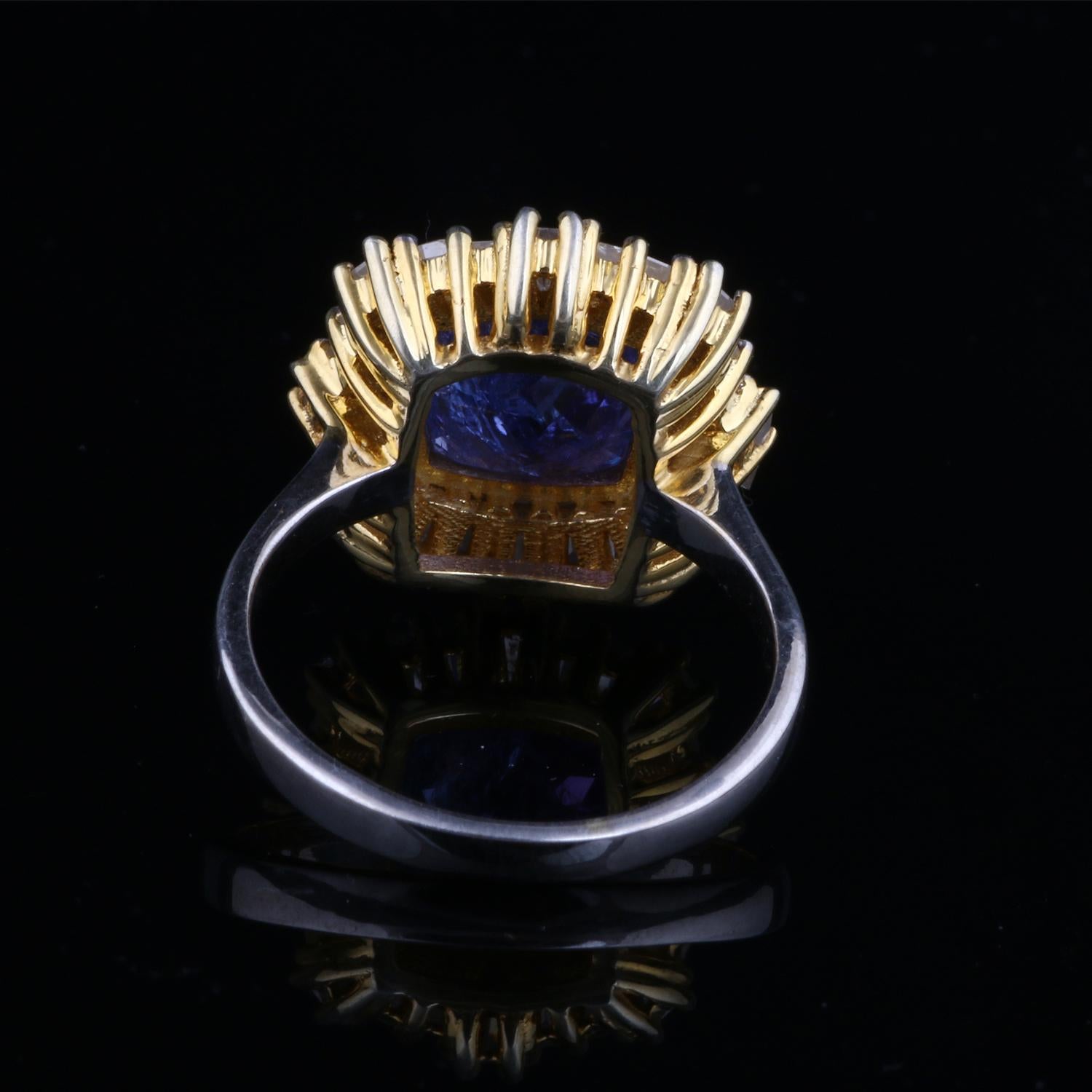 Victorien Bague de fiançailles cocktail de style victorien en argent et tanzanite bleue avec diamants - 7,5  en vente