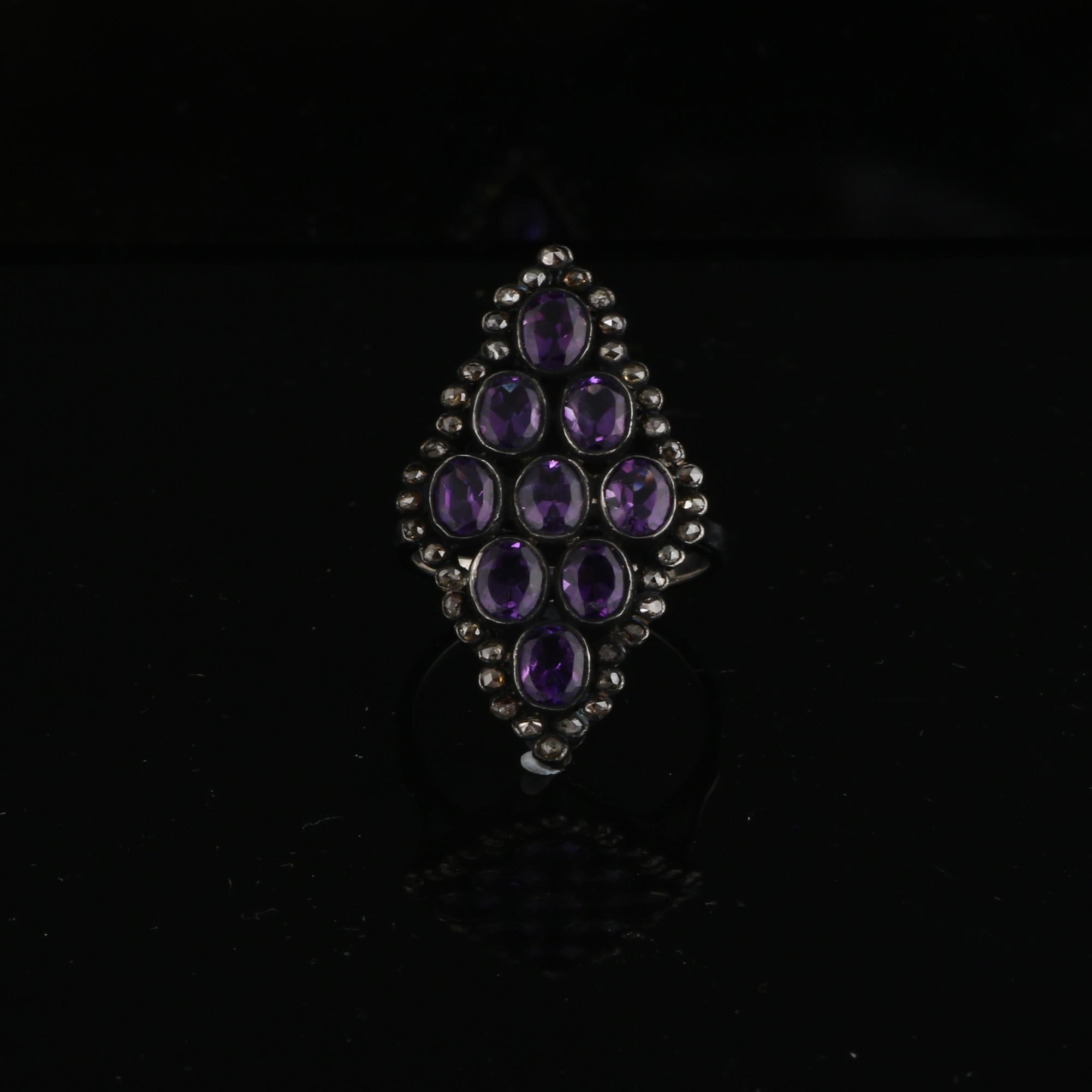 Item details:-

✦ SKU:- ESRG00210

✦ Material :- Silver
✦ Gemstone Specification:-
✧ Diamond
✧ Amethyst

✦ Approx. Diamond Weight : 0.95
✦ Approx. Silver Weight : 4.5
✦ Approx. Gross Weight : 5.5

Ring Size (US): 7

You will Get the same Product as