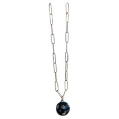 Victorian Style Diamond Sphere Necklace Black White Diamonds