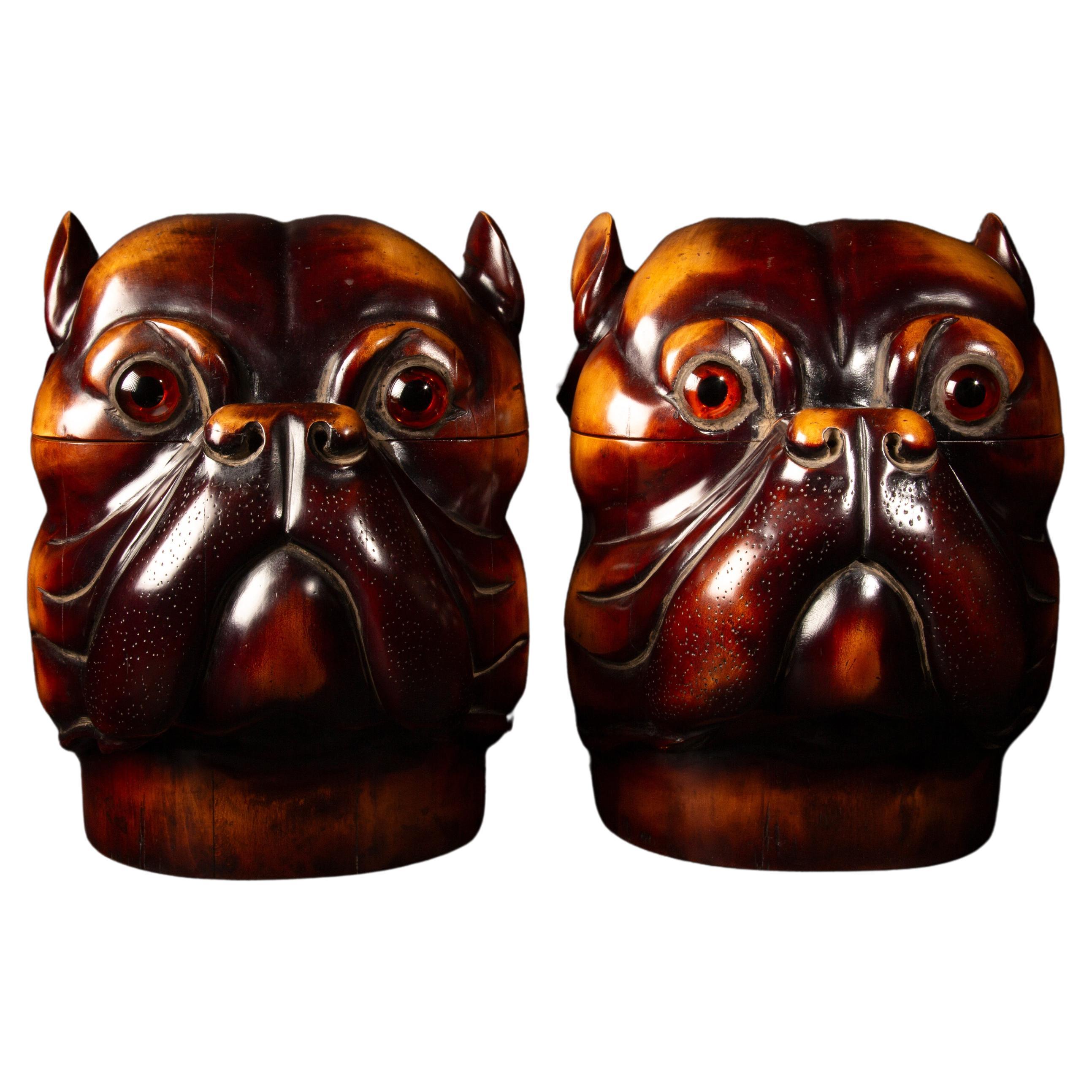 Victorian-Style Dog Head Boxes: Exquisite Craftsmanship and Functional Elegance  For Sale