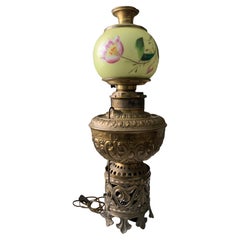 Victorian Style Electrified Brass Milk Glass Rochester Hurricane Oil Lamp 