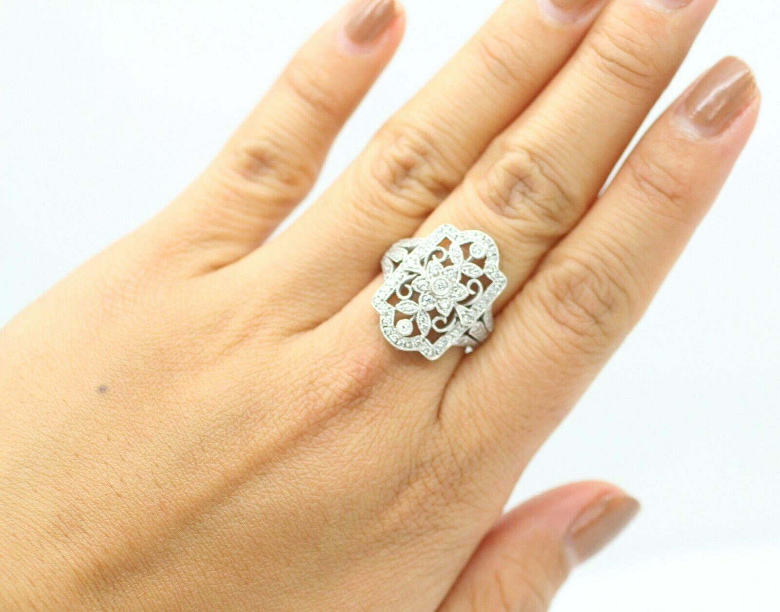 Women's or Men's Victorian Style Filigree Ring with Diamond