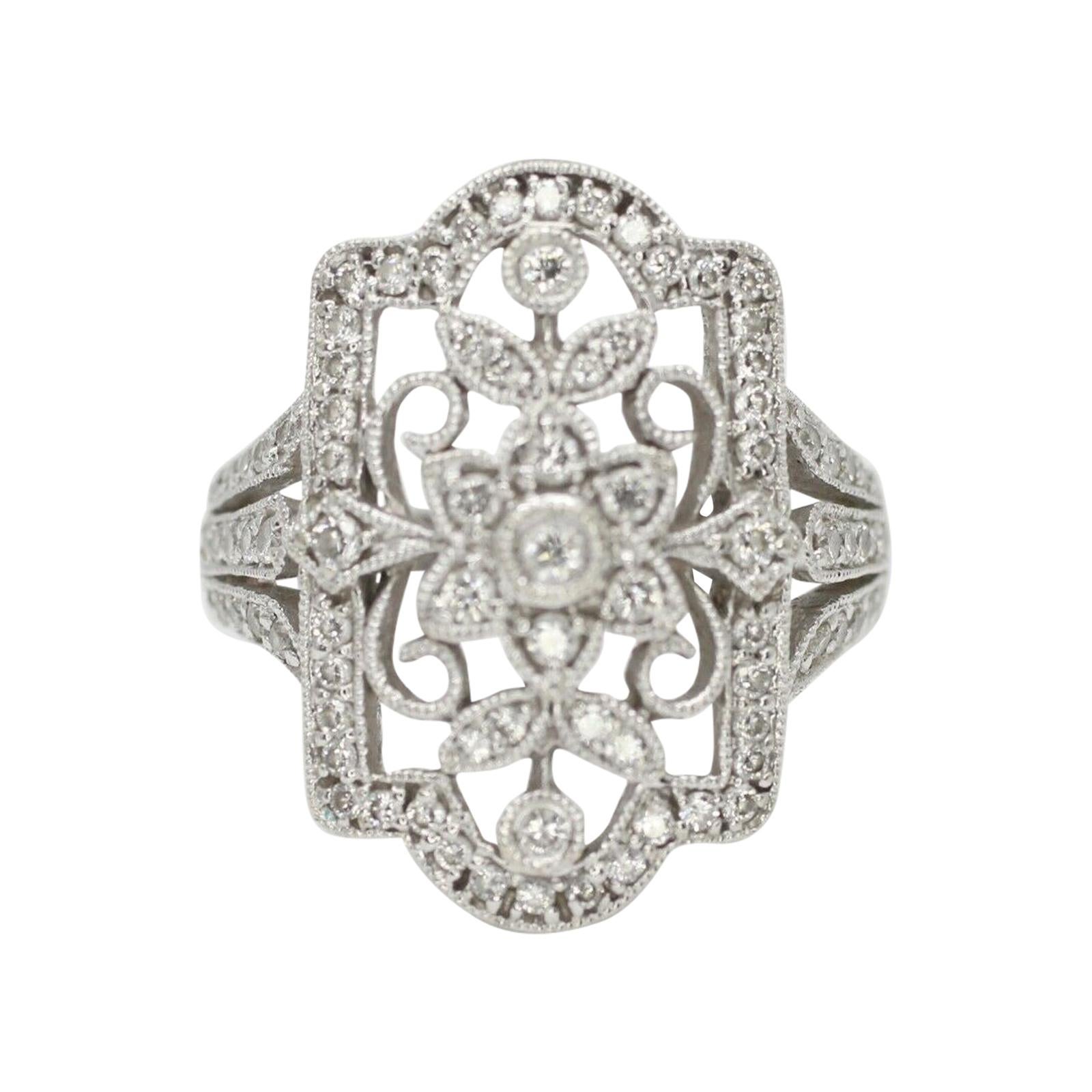 Victorian Style Filigree Ring with Diamond