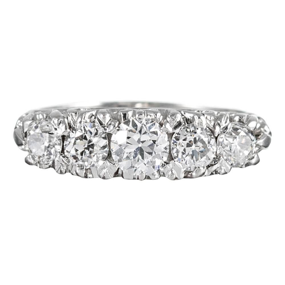 Victorian Style Five-Stone Old European Cut Diamond Ring
