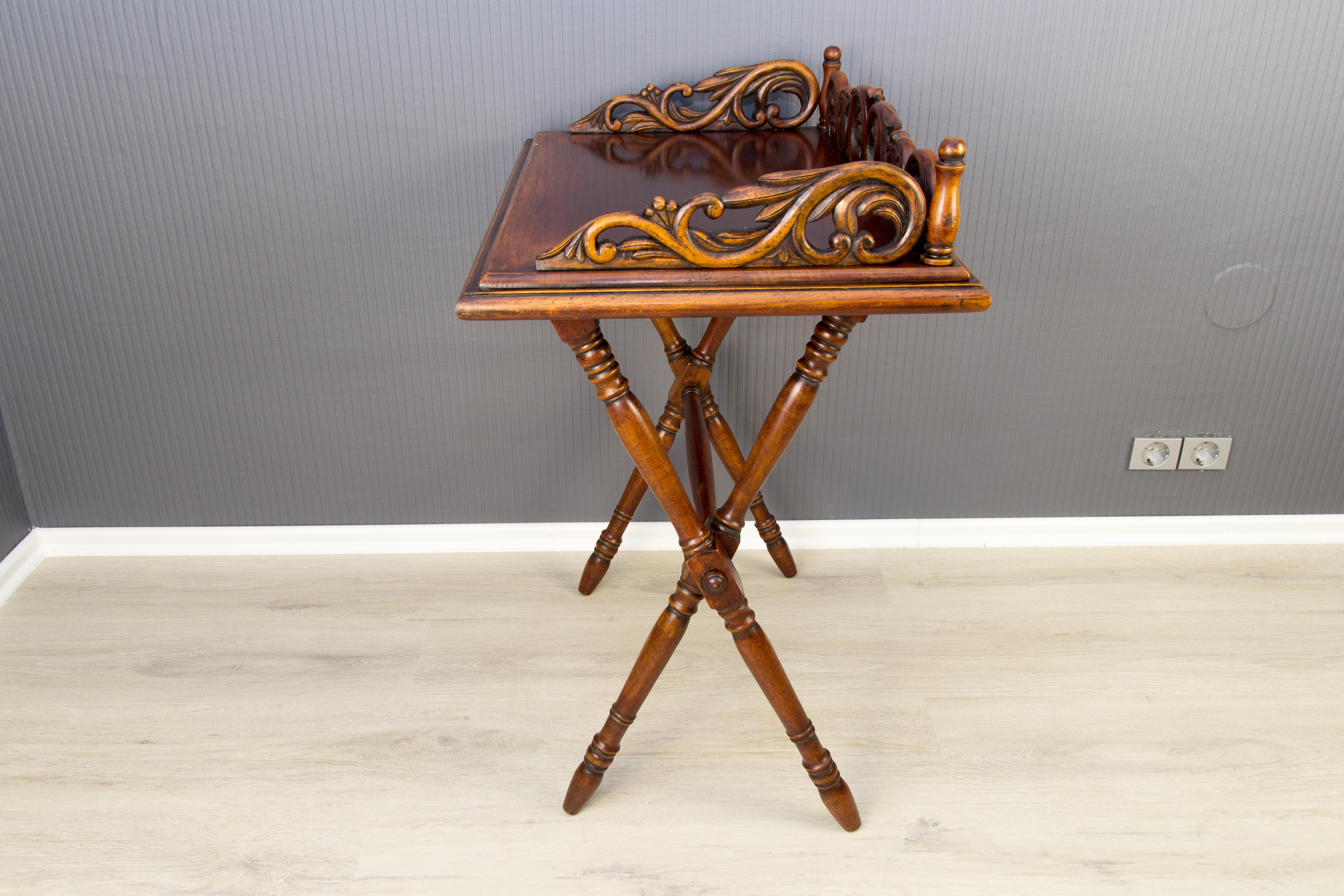 Victorian Style Ornate Carved Walnut Folding Table, circa 1920 For Sale 3