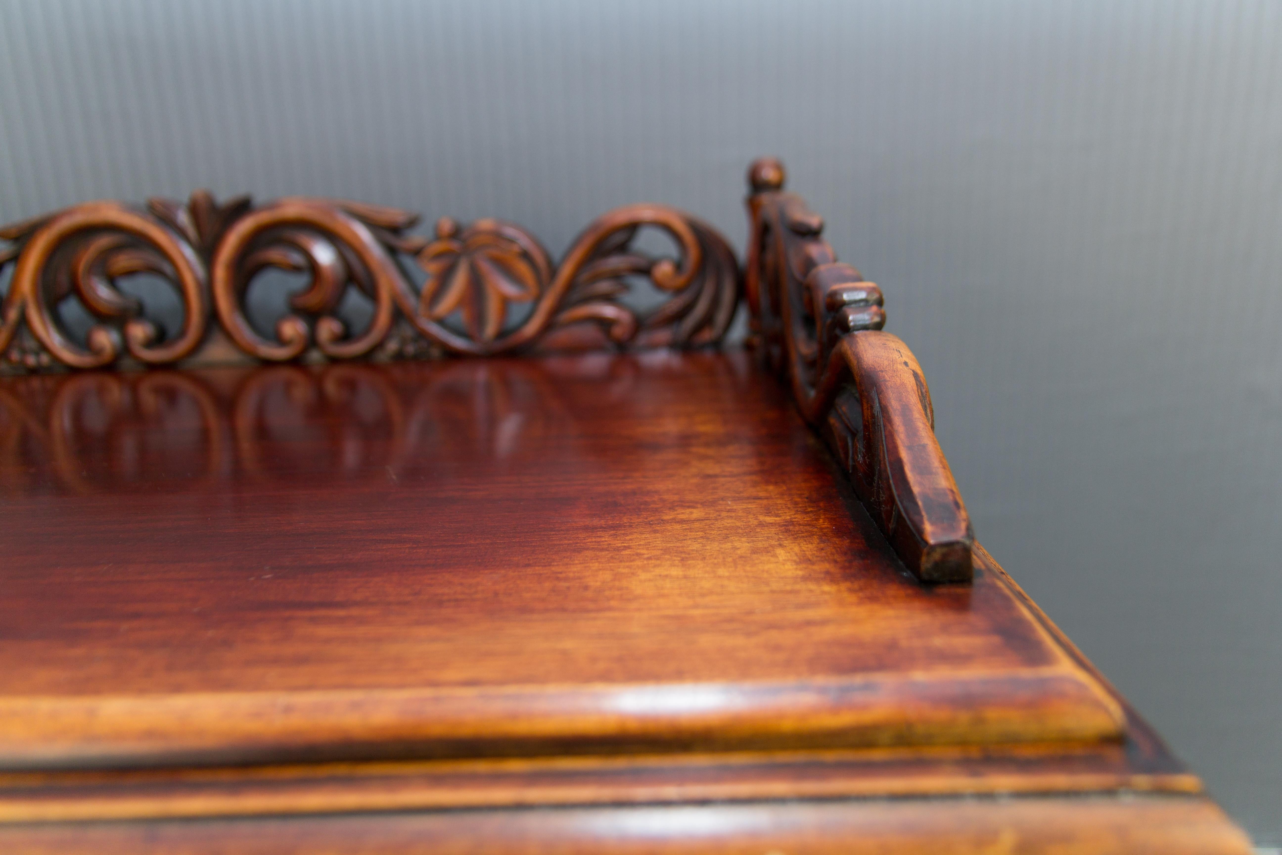 Victorian Style Ornate Carved Walnut Folding Table, circa 1920 For Sale 9