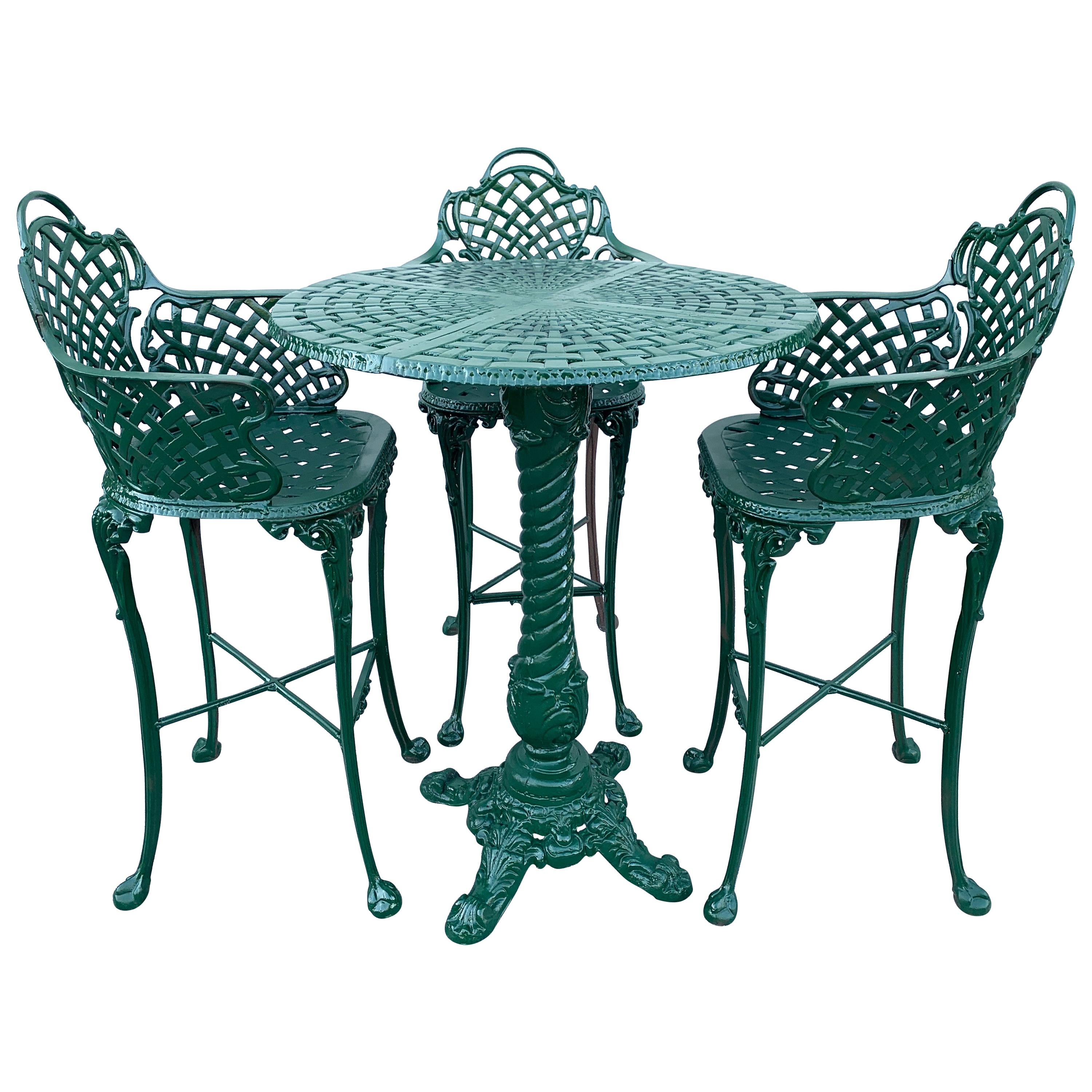 Victorian Style Garden/Patio Hightop Table and 3 Chairs, Provenance Celine Dion