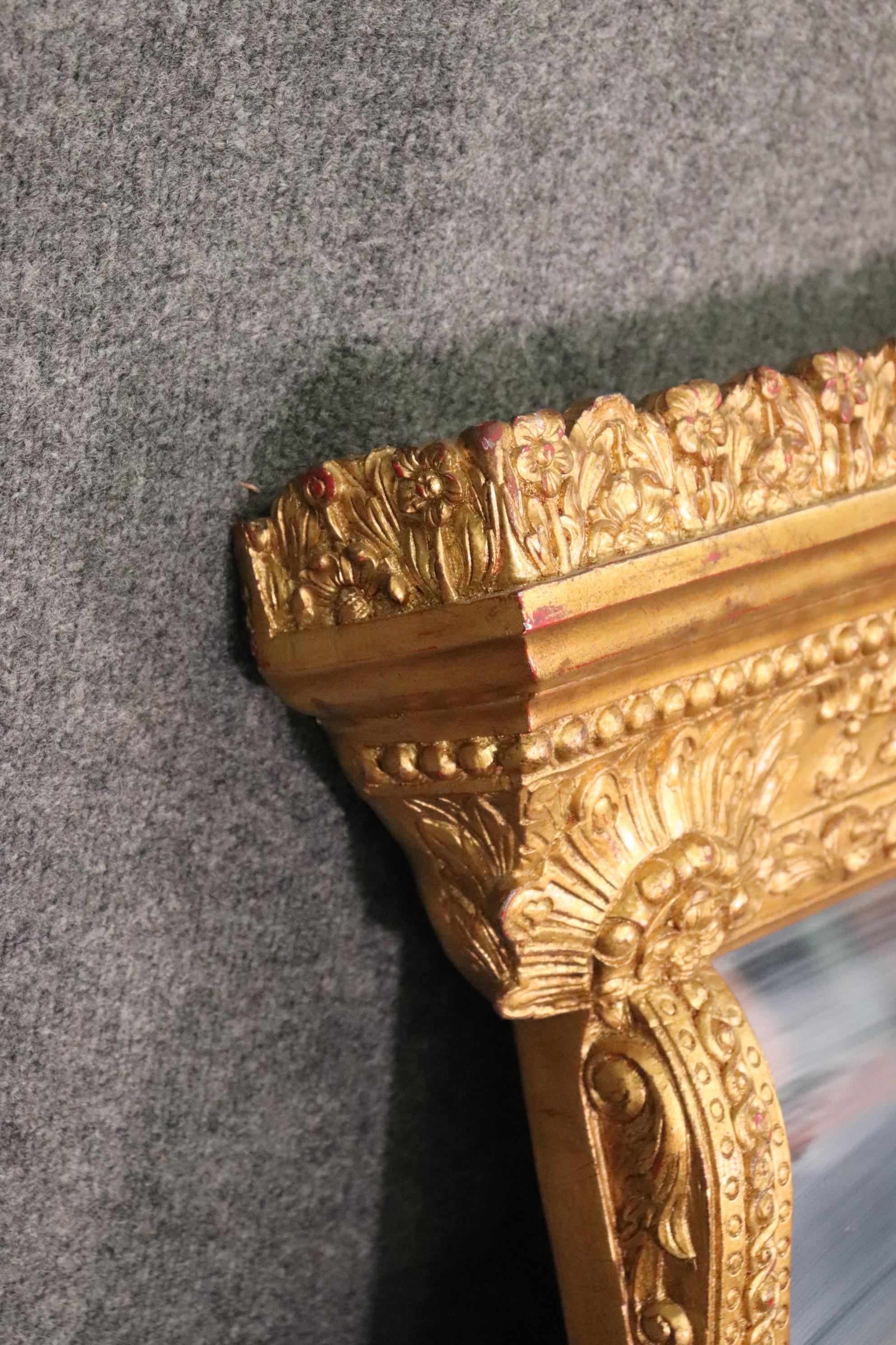 Late 20th Century Victorian Style Genuine Gold Leaf Gilded Martha Stewart Mantel Mantle Mirror