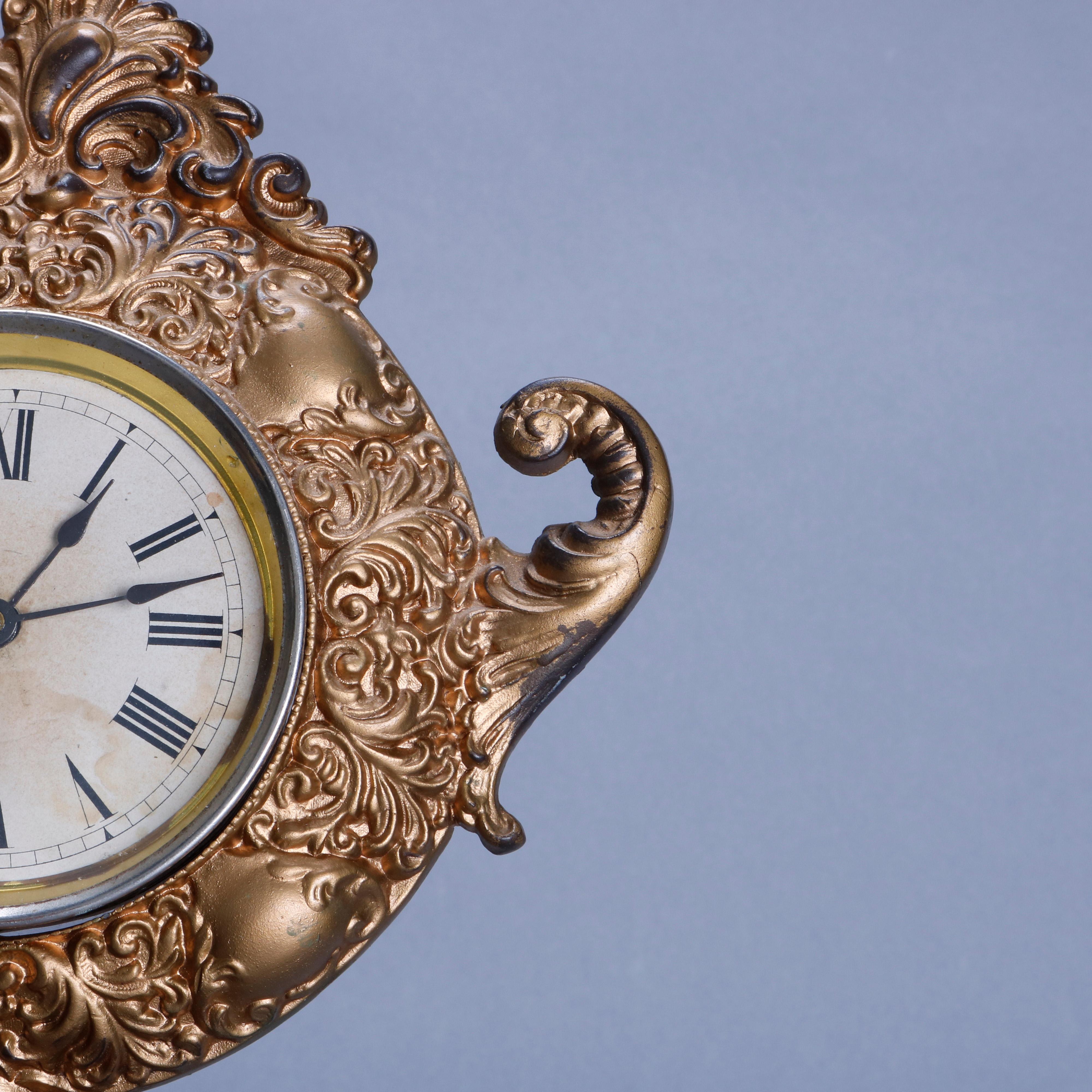 Victorian Style Gilt Metal Figural Classical Cherub Mantel Clock, 20th Century 4