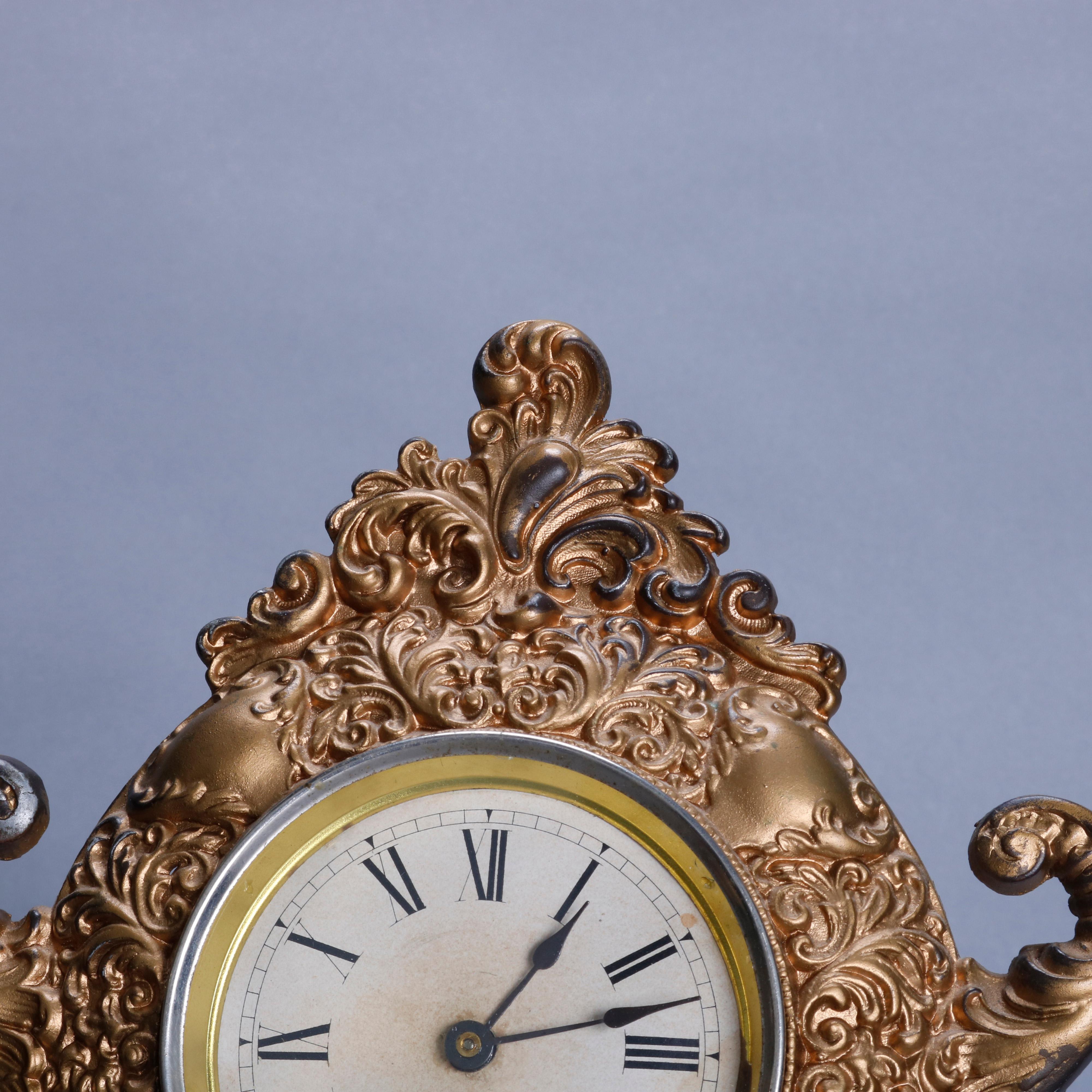 Victorian Style Gilt Metal Figural Classical Cherub Mantel Clock, 20th Century 3
