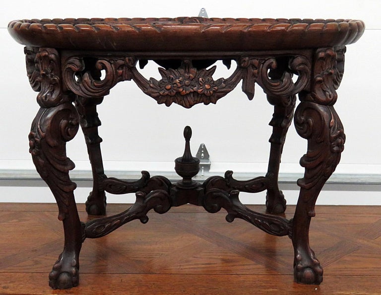 Victorian Style Glass Top Coffee Table For Sale at 1stdibs