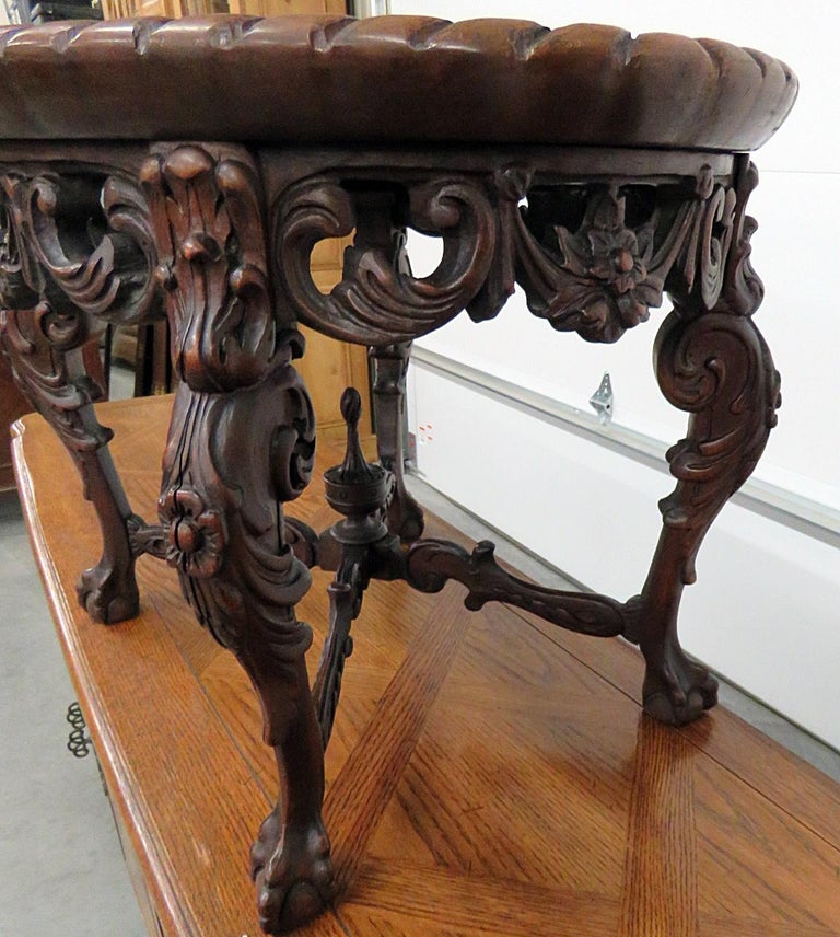 Victorian Style Glass Top Coffee Table For Sale at 1stdibs