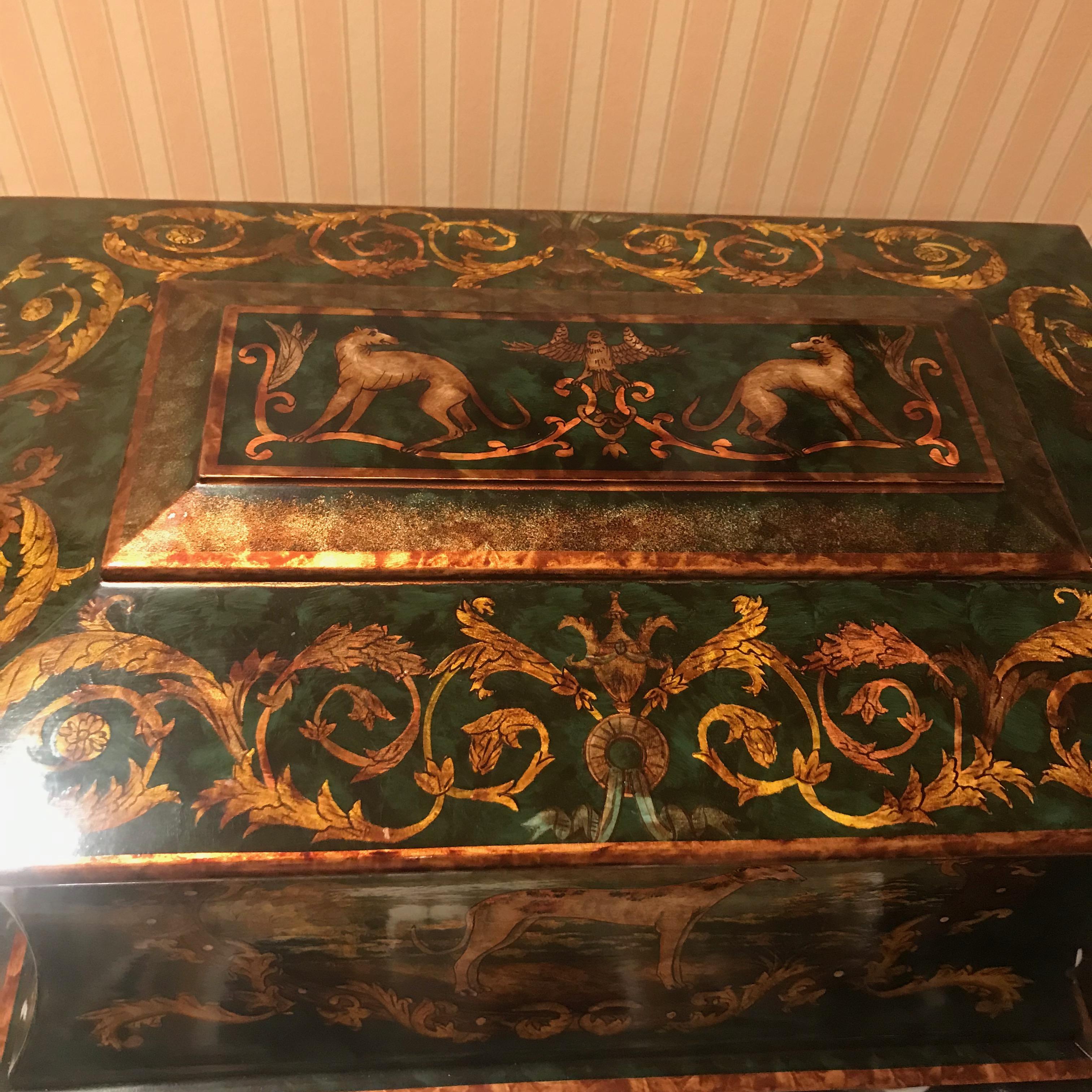 20th Century Victorian Style Hand Painted Treasure Chest