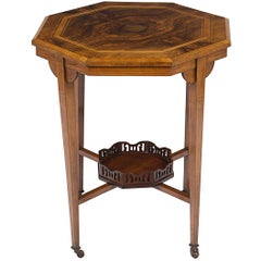 Victorian Style Inlaid Walnut Side End Table