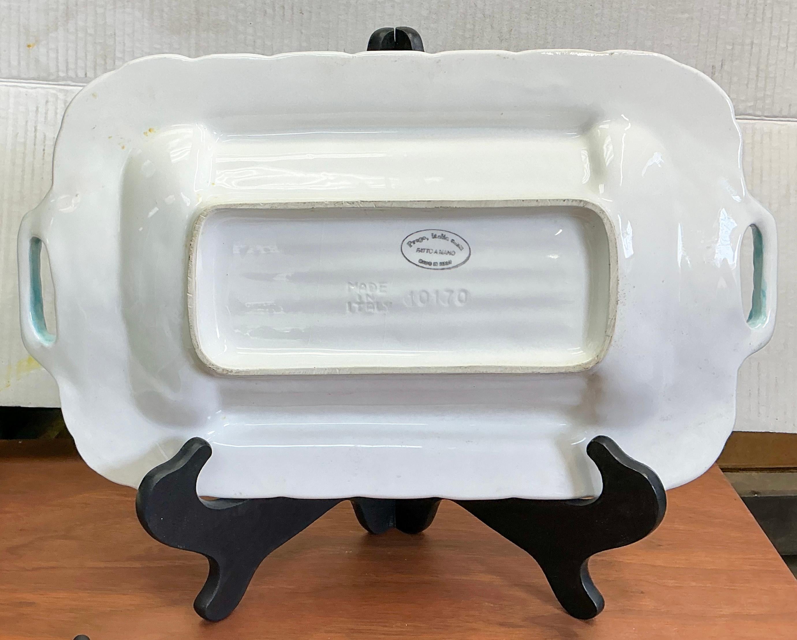 Fuente para espárragos italiana pintada a mano de estilo victoriano Victoriano en venta