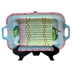 Victorian Style Italian Hand Painted Asparagus Serving Platter