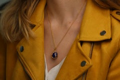 Victorian Style Lapis Lazuli and Diamond 18 Karat Gold Egg Pendant