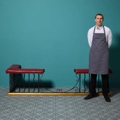 Victorian Style Large Scale Guilt and Red Leatherette Club Fender