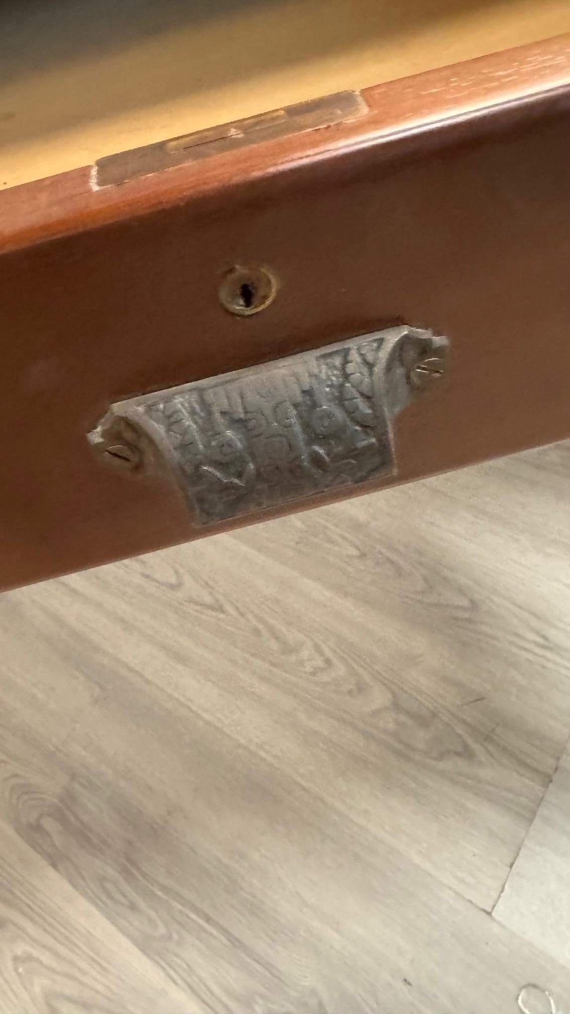 Victorian Style Library Table with Black Writing Surface 5