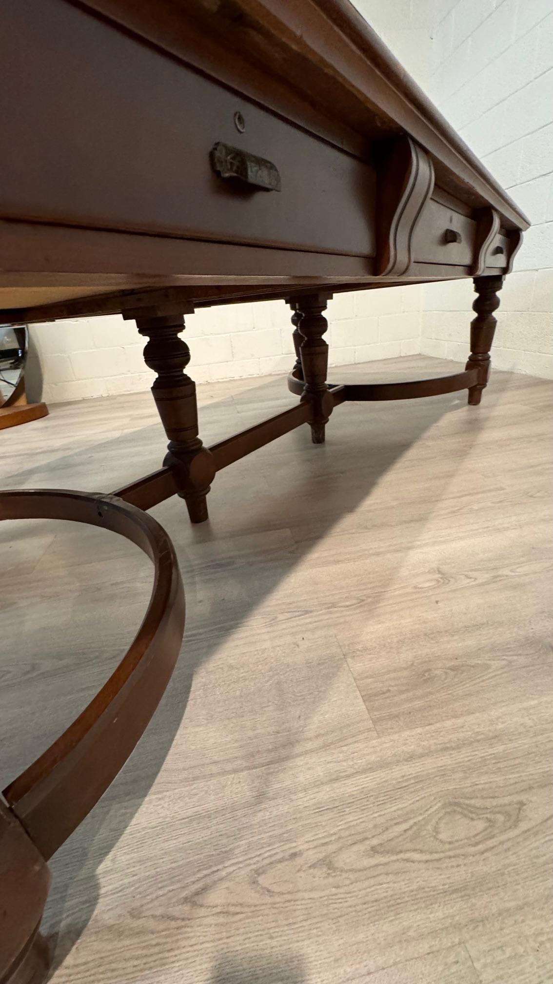 Victorian Style Library Table with Black Writing Surface 9
