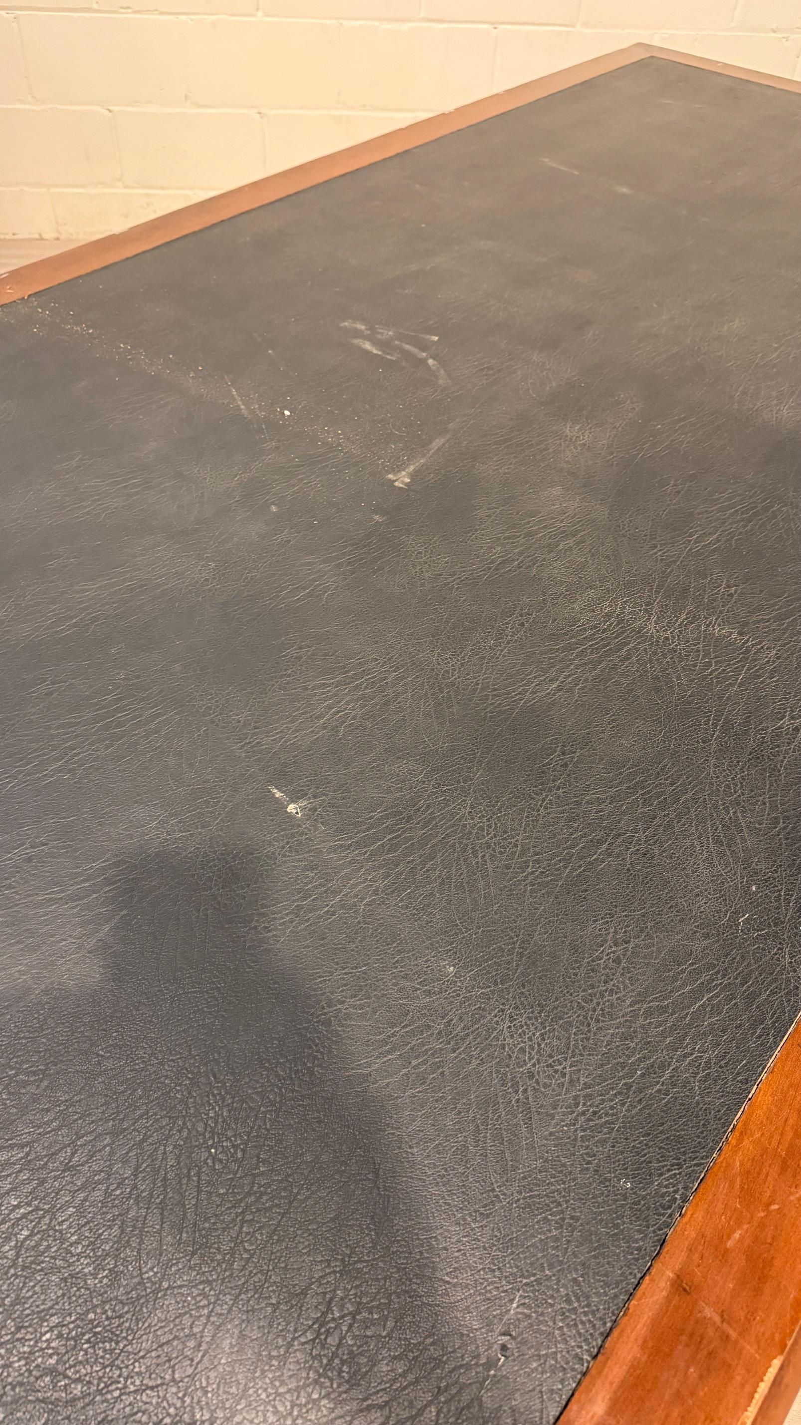 Victorian Style Library Table with Black Writing Surface 10