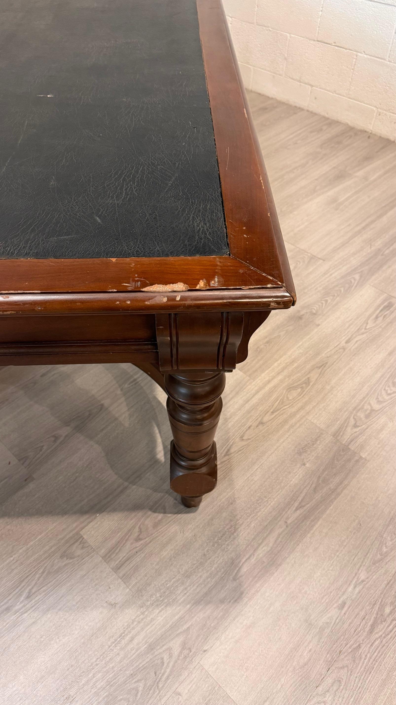 Victorian Style Library Table with Black Writing Surface 1