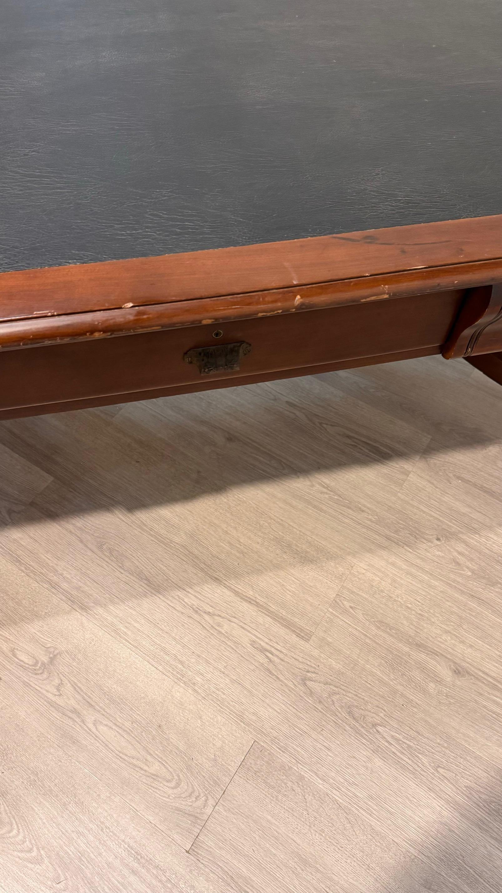 Victorian Style Library Table with Black Writing Surface 1