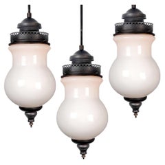 Victorian Style Long Globe Milk Glass Pendent