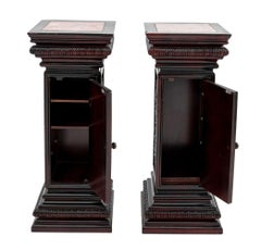 Victorian Style Mahogany & Marble Pedestals, Pair