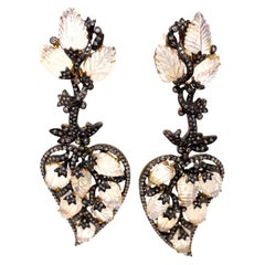Antique Victorian Style Moonstone & Diamond Chandelier Earrings
