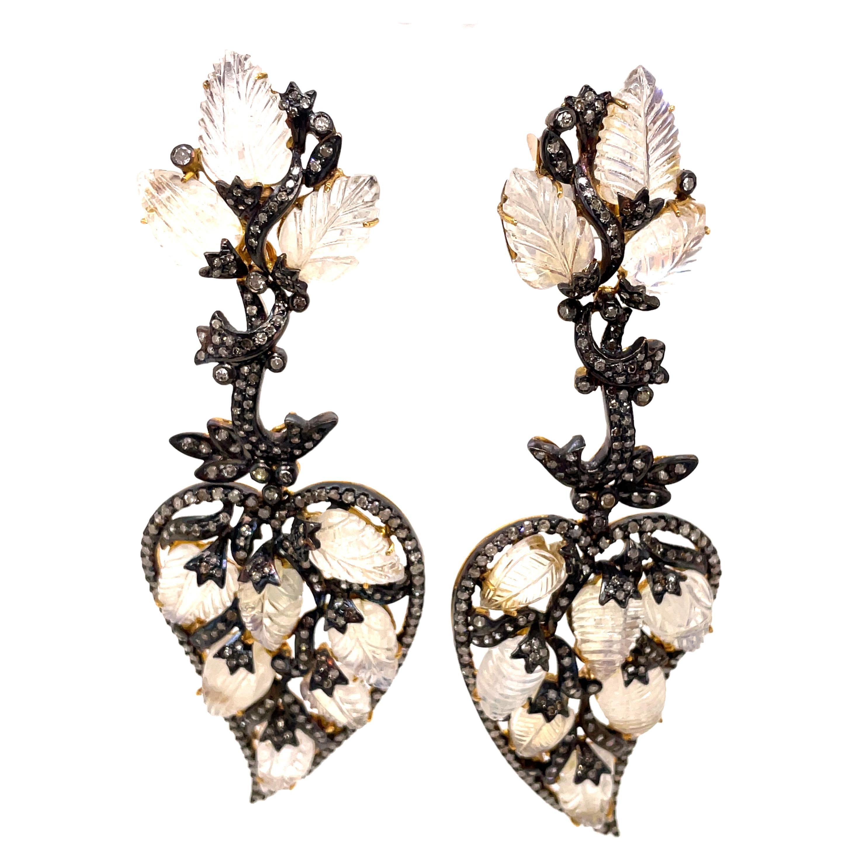 Victorian Diamond Gold Chandelier Earrings For Sale at 1stDibs