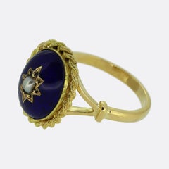 Victorian Style Natural Pearl and Enamel Dress Ring