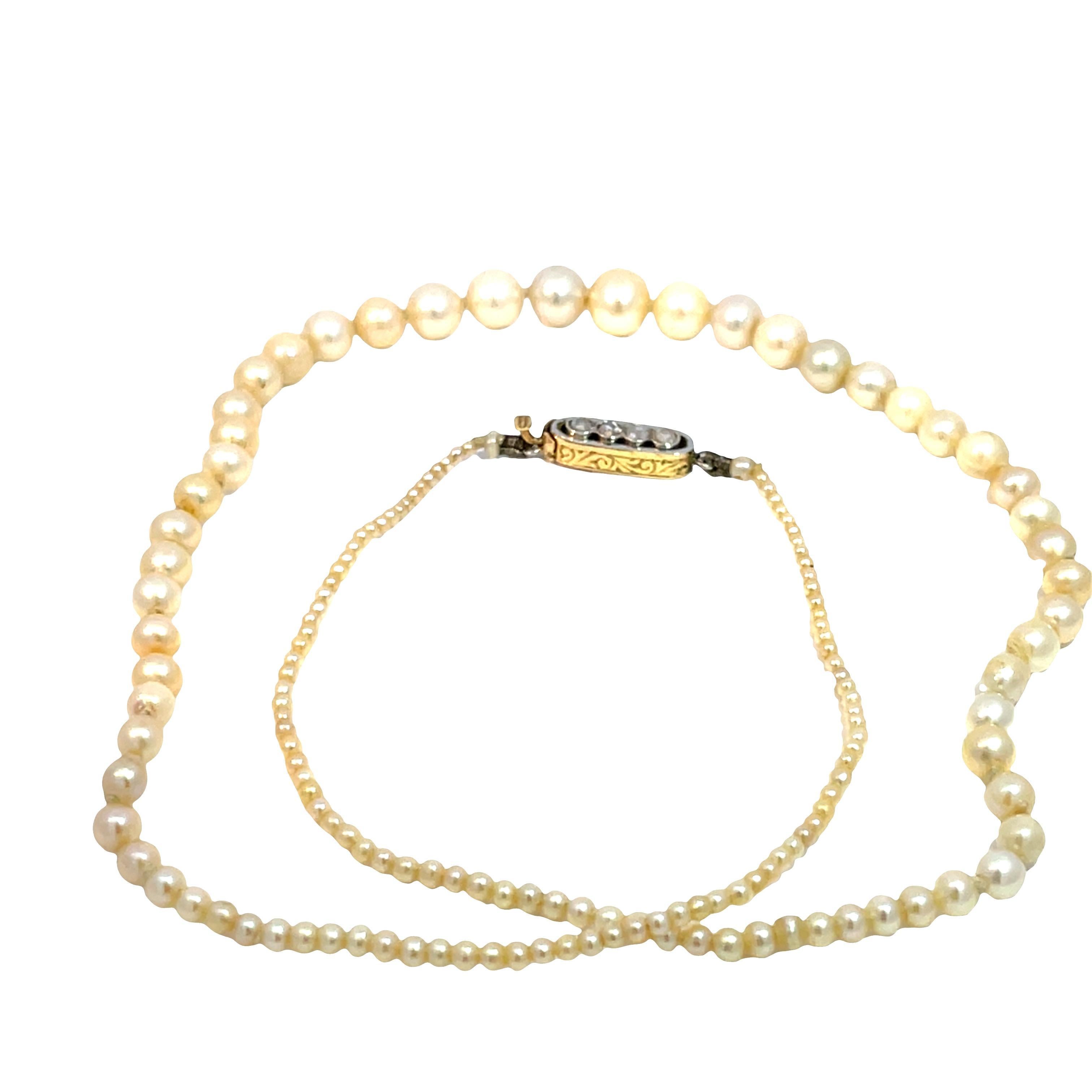 Single Cut Victorian Style Natural Pearls Necklace In 18k Yellow Gold For Sale